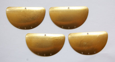 4 Hole Raw Brass Dapped Half Circle Connector Pendant (4) mtl174A