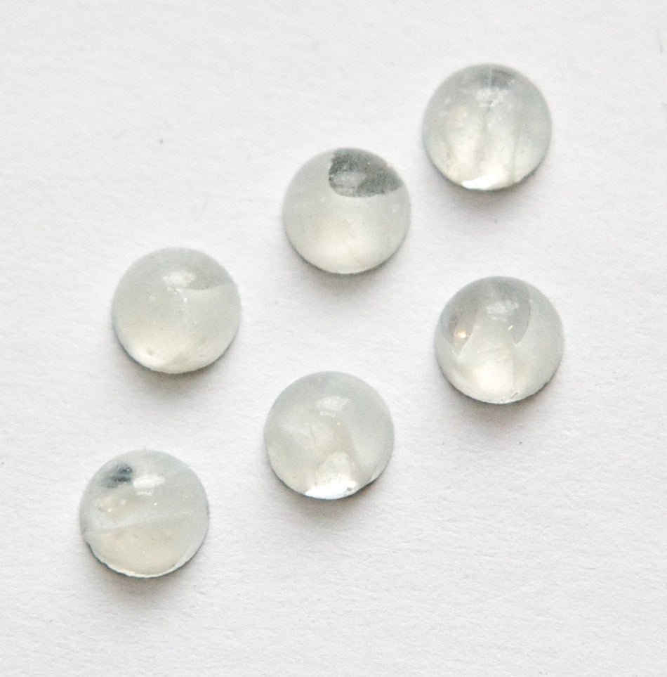Vintage Clear with White Swirls Glass Silver Foiled Cabochons 6mm (8) cab700V
