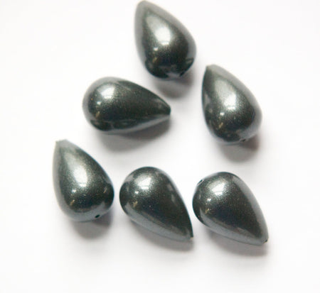 Vintage Silver Gray Metallic Lucite Teardrop Beads bds508