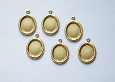 1 Loop Rolled Edge Raw Brass Setting 10mm x 8mm (8) stn013K