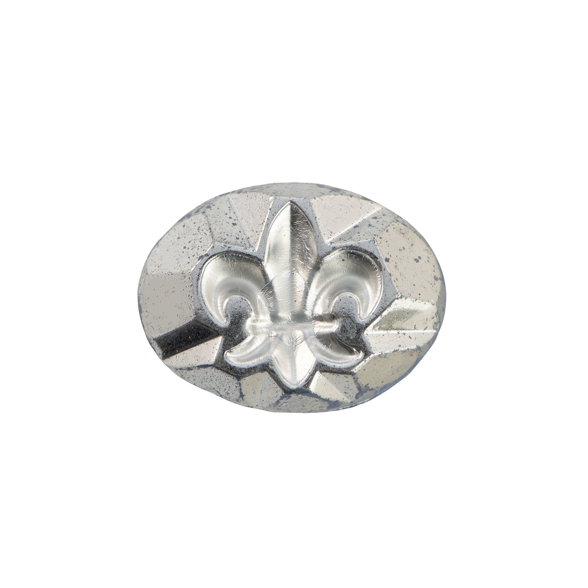 20x15mm Sapphire Fleur-De-Lis Intaglio Glass Oval Stone (1)