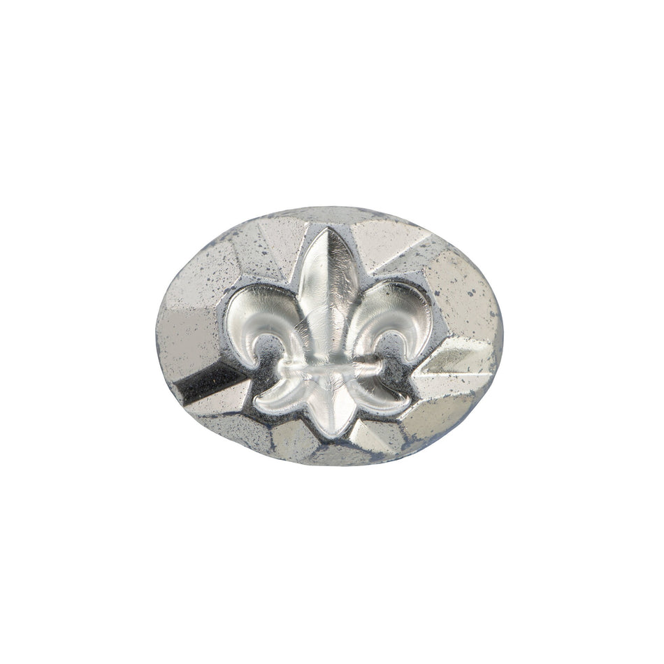 20x15mm Sapphire Fleur-De-Lis Intaglio Glass Oval Stone (1)