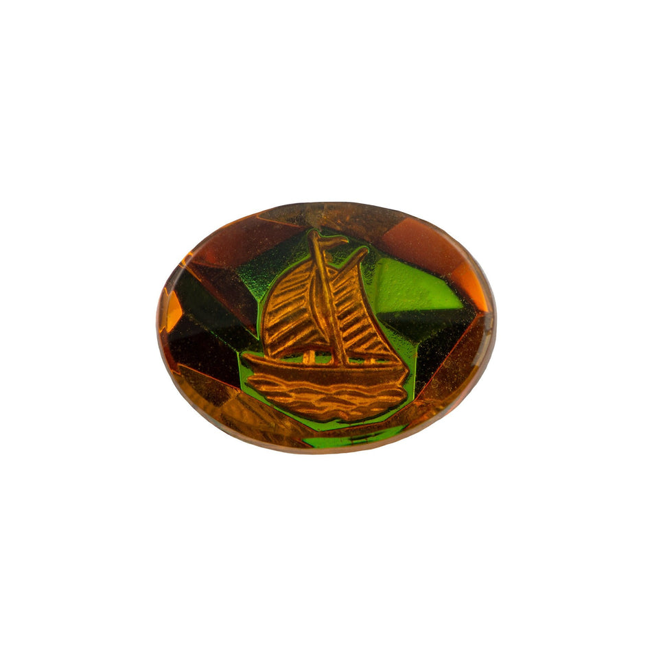 20x15mm Topaz Sailboat Intaglio Glass Oval Stone (1)