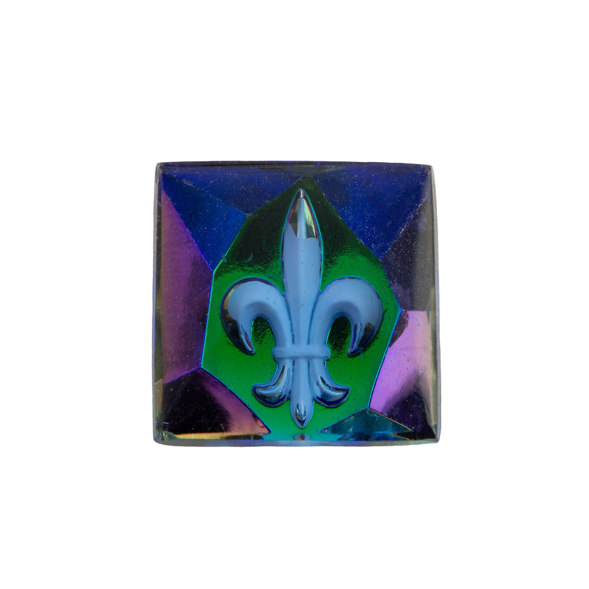 18mm Fleur-De-Lis Intaglio Glass Square Stone (1)