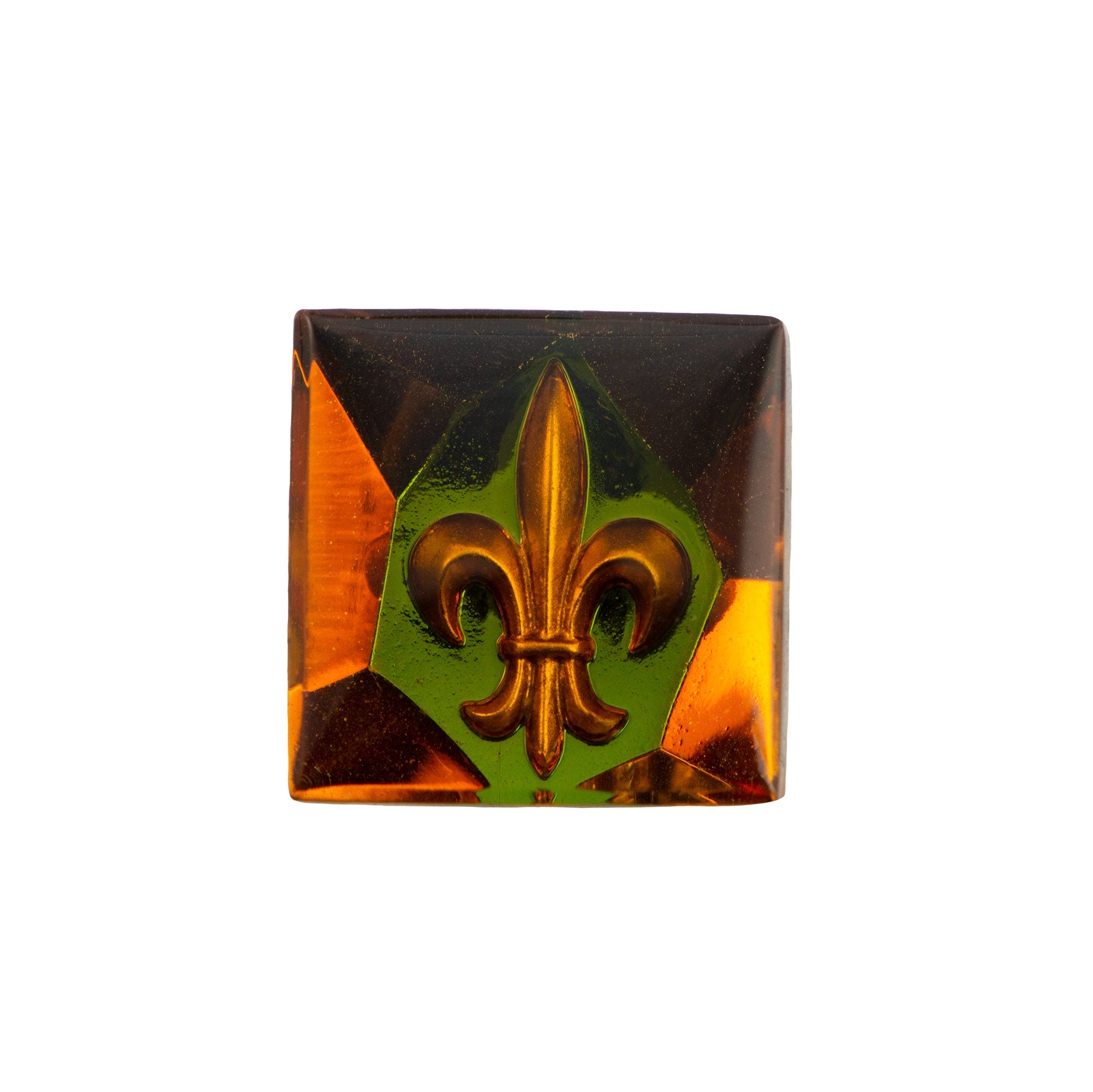 18mm Fleur-De-Lis Intaglio Glass Square Stone (1)