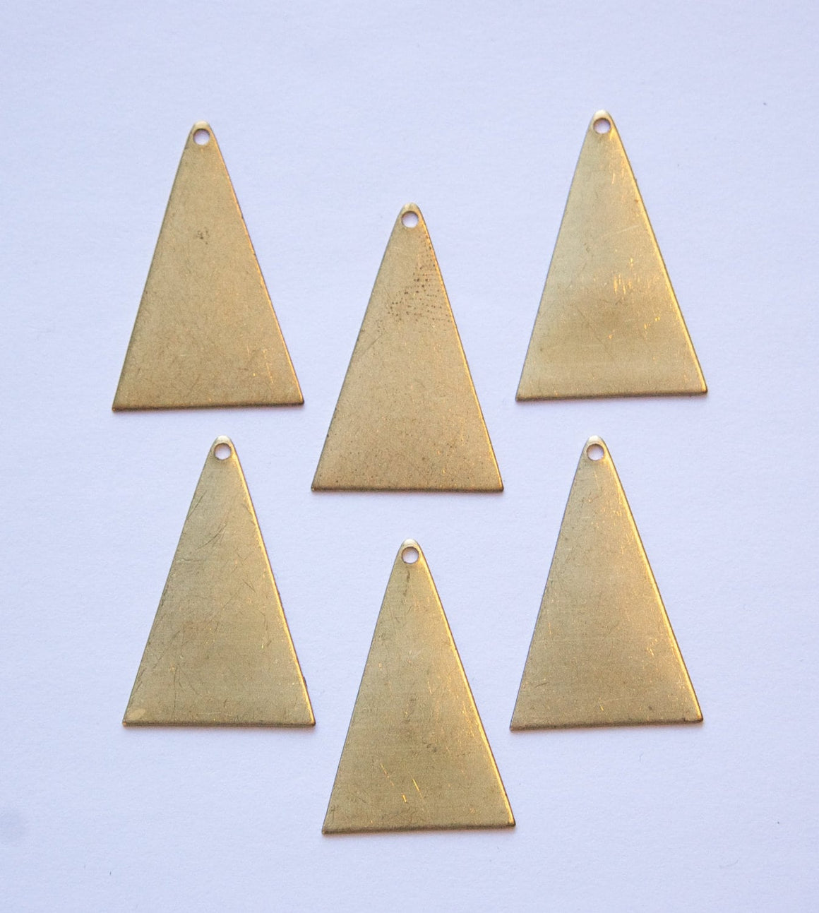 1 Hole Raw Brass Geometric Narrow Triangle Pendant Charm 30x19mm (6)
