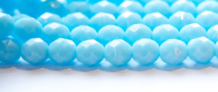 8mm Light Blue Turquoise Czech Firepolish Faceted Glass Beads (25)