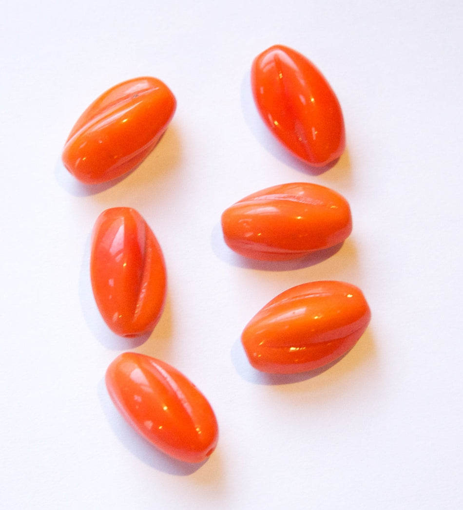 Vintage Opaque Orange Glass Twist Beads Germany 20mm grm019B