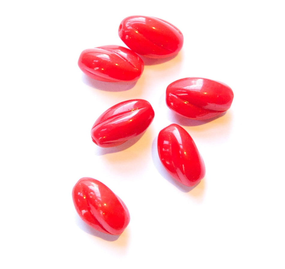 Vintage Opaque Red Glass Twist Beads Germany 15mm grm019G