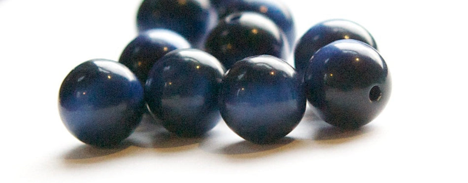 Vintage Lucite Navy Blue Moonglow Beads 11mm (10) bds833A