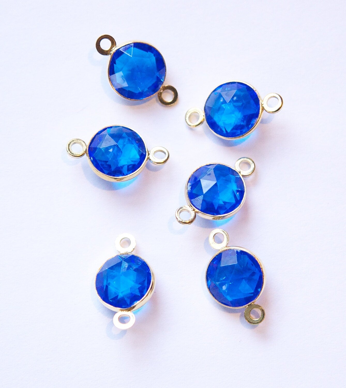 Vintage Blue Acrylic Faceted 2 Loop Channel Set Connector Beads chr182C