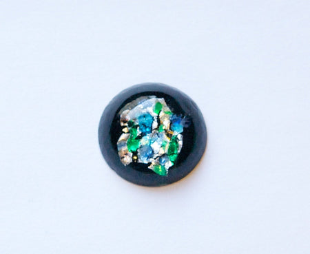Vintage Black Foil Round Cabochon 20mm (1) cab445N