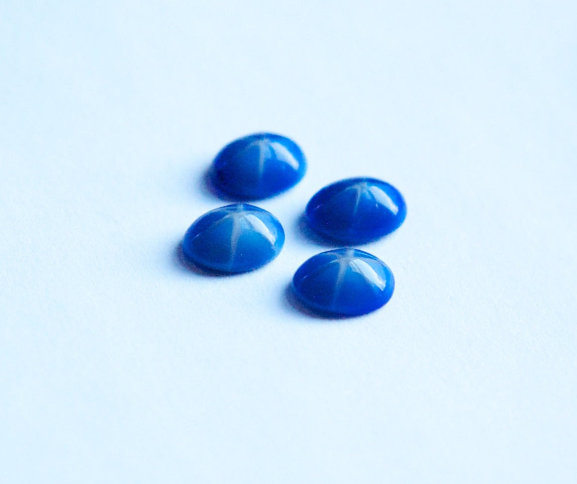 Vintage Opaque Blue Star Cabochons 10mm x 8mm cab575W