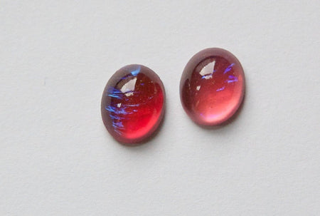 Red Mexican Opal Glass Cabochons 10x8mm (2) cab5002A