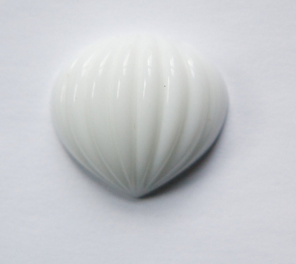 Vintage Large White Glass Ribbed Pointed Melon Cabochon cab048H