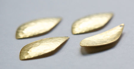 1 Hole Raw Brass Crinkle Pattern Dapped Teardrop Pendant Drops (6) mtl355A