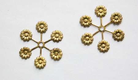Raw Brass Flower Tipped Spoked Setting Base Finding 40mm (2)
