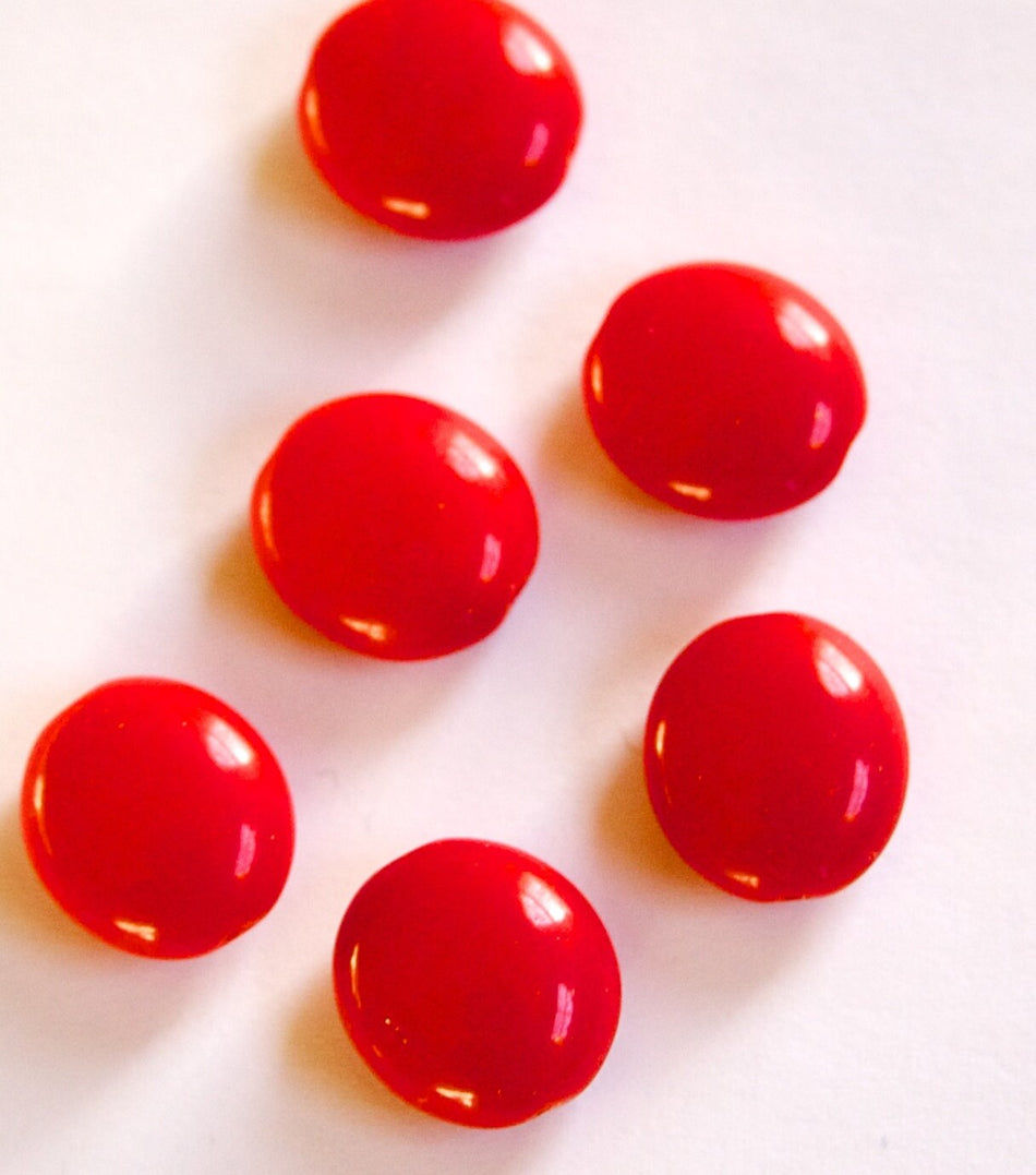 Vintage German Opaque Red Oval Coin Glass Beads 17mm grm043A
