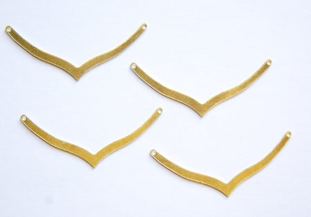 2 Hole Raw Brass V Connector Pendants Type B 48mm (6) mtl045C