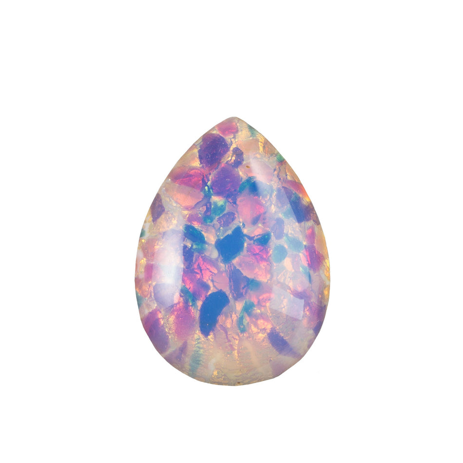 25x18mm Harlequin Opal Glass Teardrop Cabochon (1)
