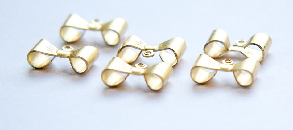 Raw Brass 1 Loop Bow Charm Drop Findings (8) chr118