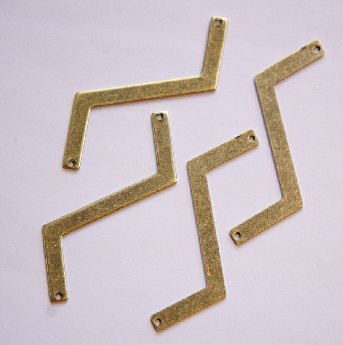 2 Hole Brass Ox Z Shaped Zigzag Connector Pendants (4) mtl269D
