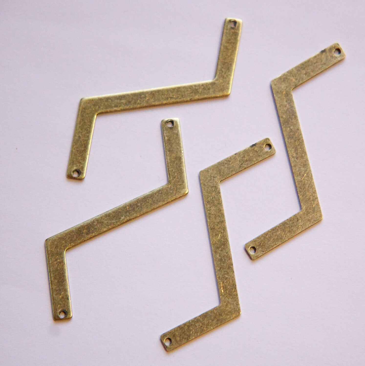 2 Hole Brass Ox Z Shaped Zigzag Connector Pendants (4) mtl269D