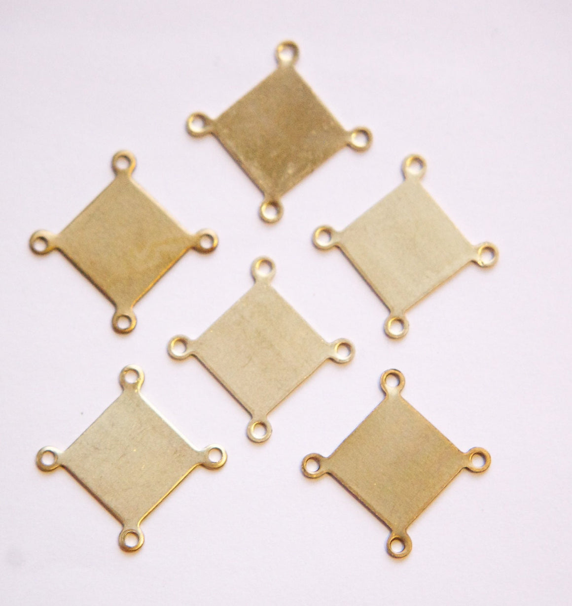 4 Loop Raw Brass Flat Square Setting Connector (8) mtl129C
