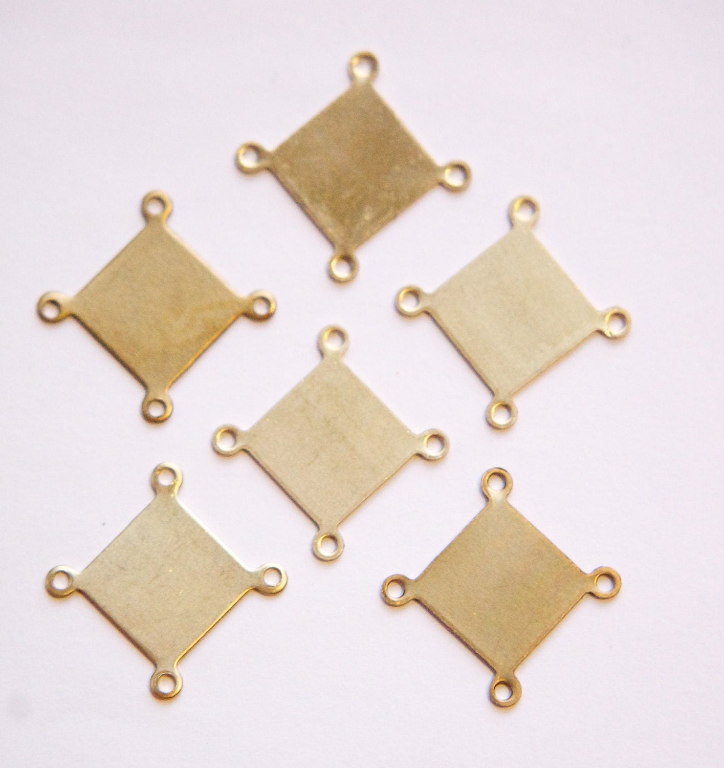 4 Loop Raw Brass Flat Square Setting Connector (8) mtl129C