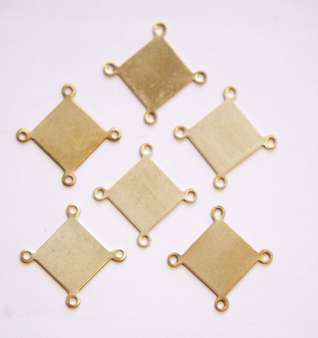 4 Loop Raw Brass Flat Square Setting Connector (8) mtl129C