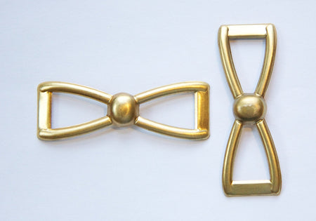 Raw Brass Large Dapped Bow Link Connector 52x18mm (2) mtl234