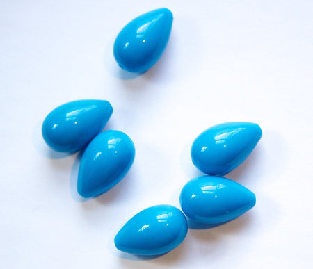 17x10mm Medium Blue Plastic Teardrop Beads (8) bds619A