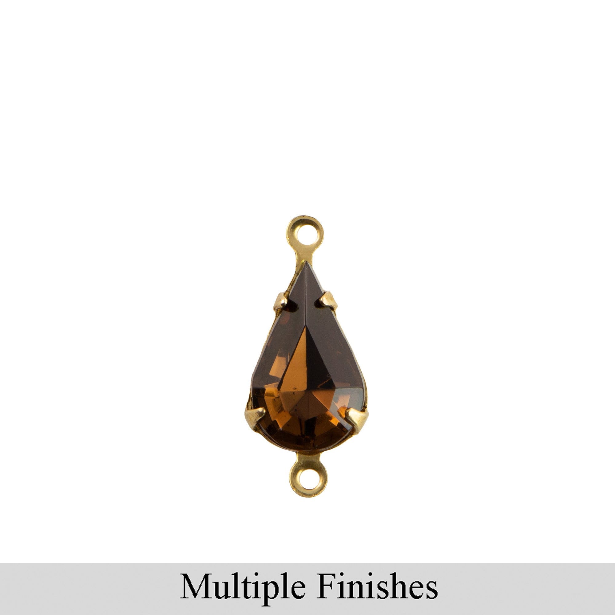 13x8mm Dark Smokey Topaz Faceted Glass Teardrop Stone in 2 Loop Setting