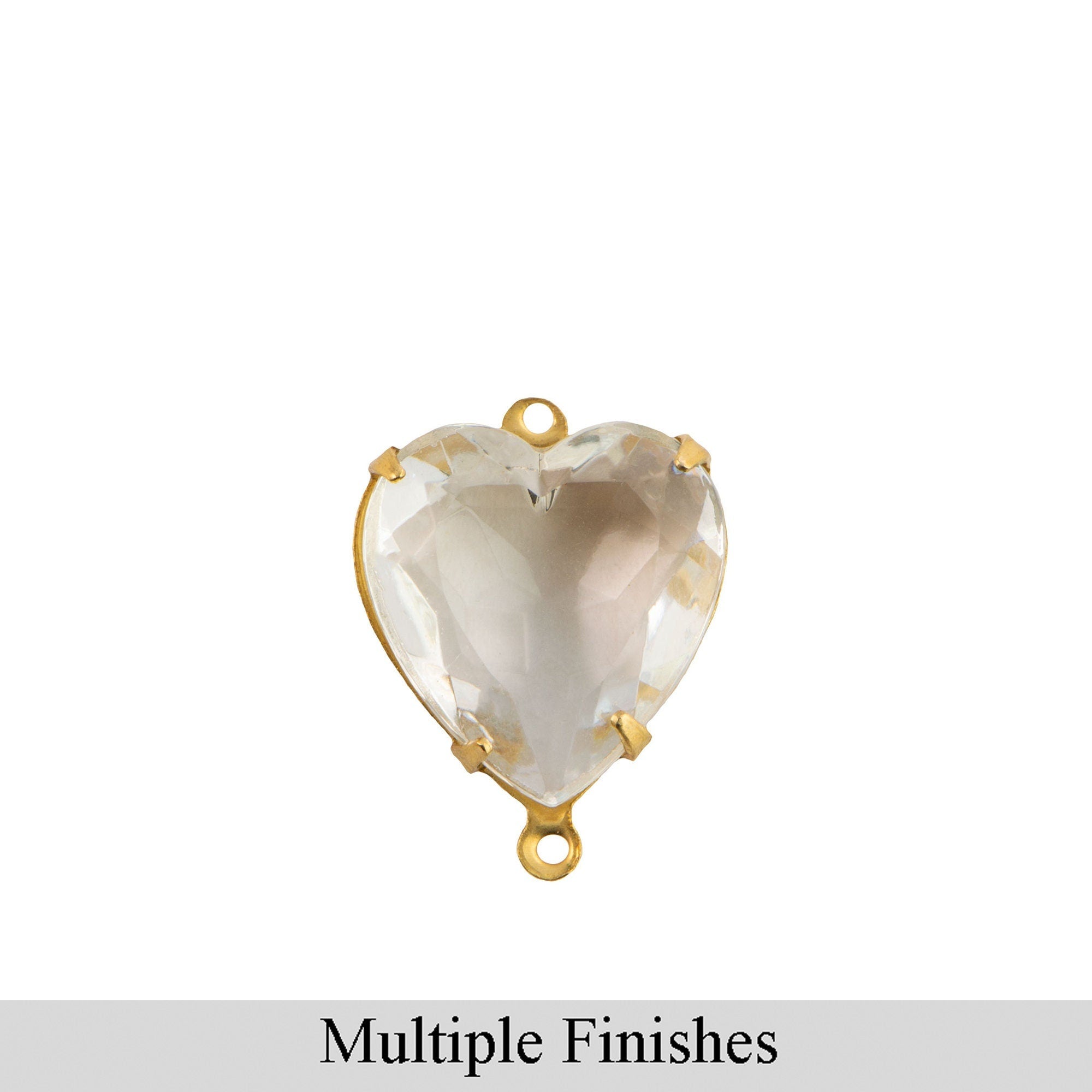 12mm Crystal Faceted Glass Heart Stone in 2 Loop Open Back Setting (2)