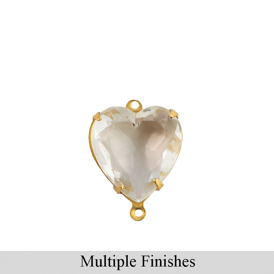 12mm Crystal Faceted Glass Heart Stone in 2 Loop Open Back Setting (2)