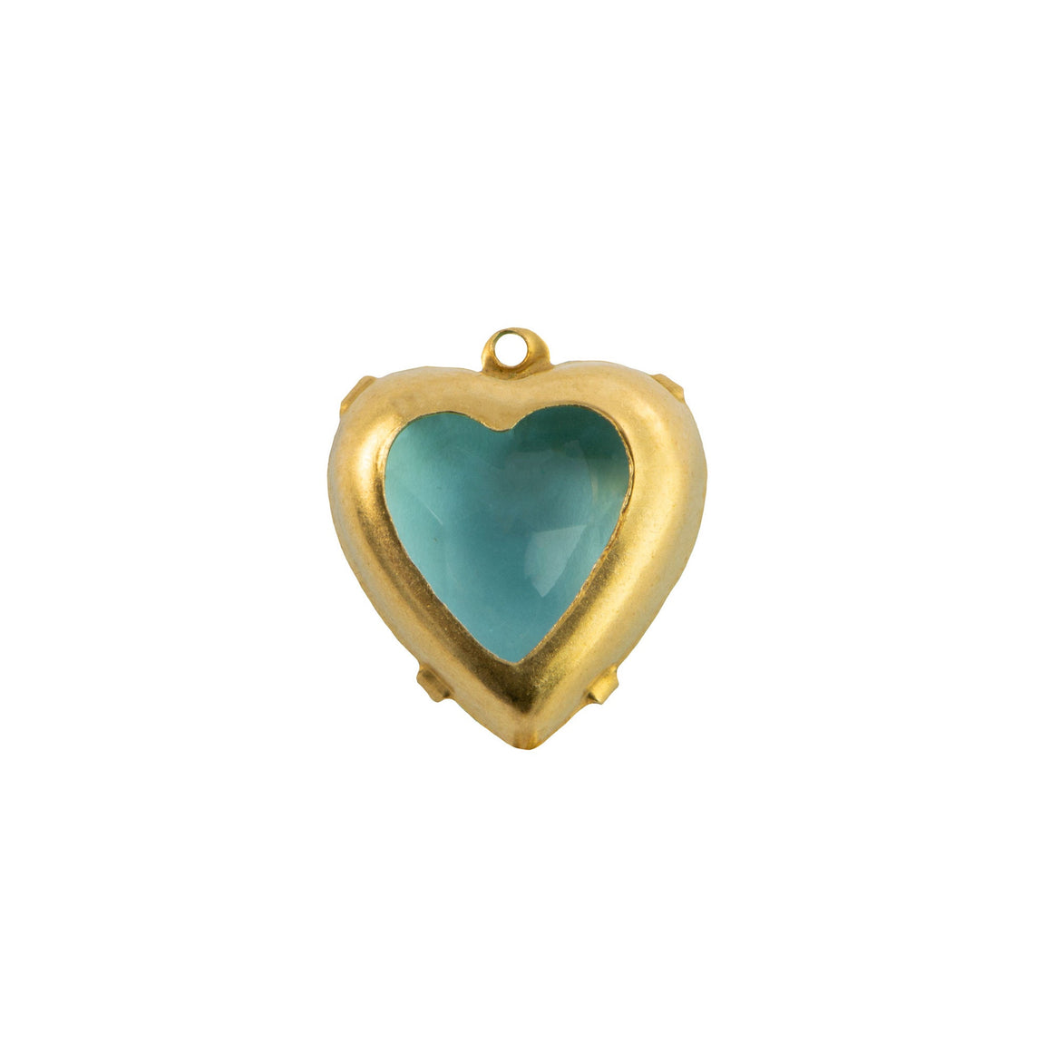 12mm Aquamarine Faceted Glass Heart Stone in 1 Loop Open Back Setting (2)