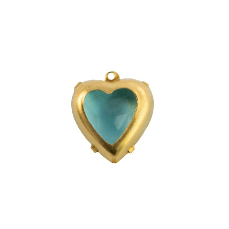 12mm Aquamarine Faceted Glass Heart Stone in 1 Loop Open Back Setting (2)