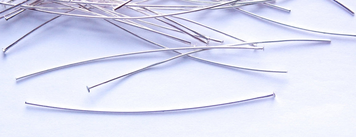 Silver Plated Brass Head Pins 21 Gauge 2.75 Inches (50) fnd102