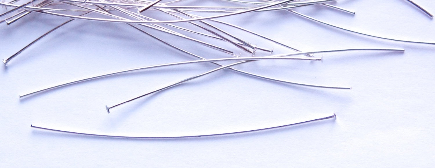 Silver Plated Brass Head Pins 21 Gauge 2.75 Inches (50) fnd102