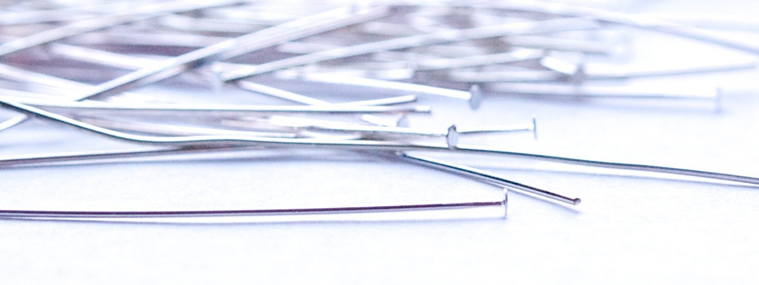 Silver Plated Brass Head Pins 21 Gauge 2.75 Inches (50) fnd102