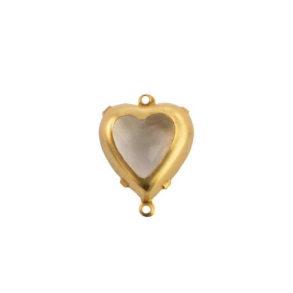 12mm Crystal Faceted Glass Heart Stone in 2 Loop Open Back Setting (2)
