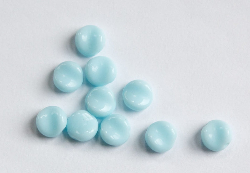 Vintage German Glass Opaque Light Blue Curved Coin Beads (10) grm023B