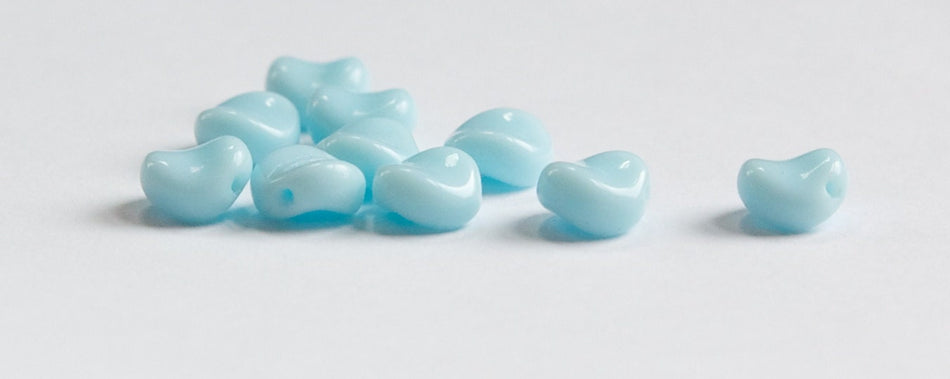 Vintage German Glass Opaque Light Blue Curved Coin Beads (10) grm023B