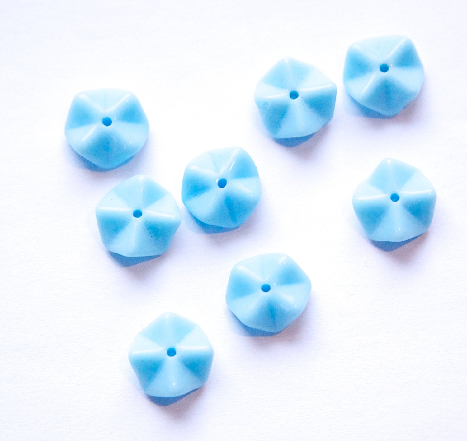 Vintage Opaque Medium Blue Wavy German Glass Beads 12mm grm044E