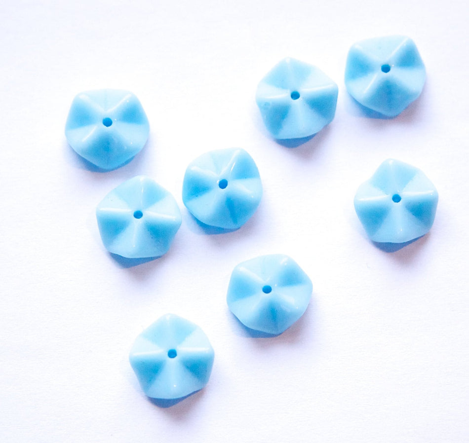 Vintage Opaque Medium Blue Wavy German Glass Beads 12mm grm044E