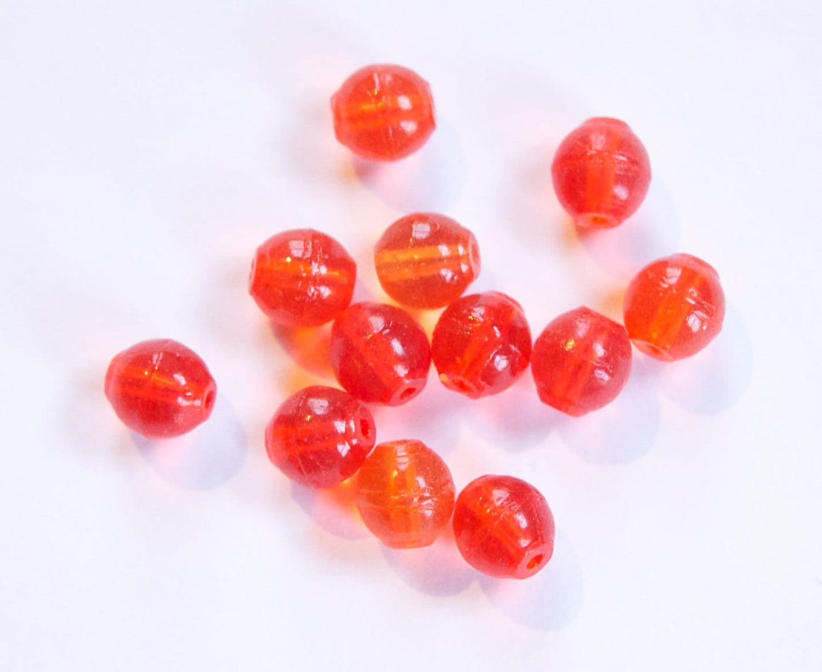 Vintage Translucent Orange German Glass Beads 7mm grm045C