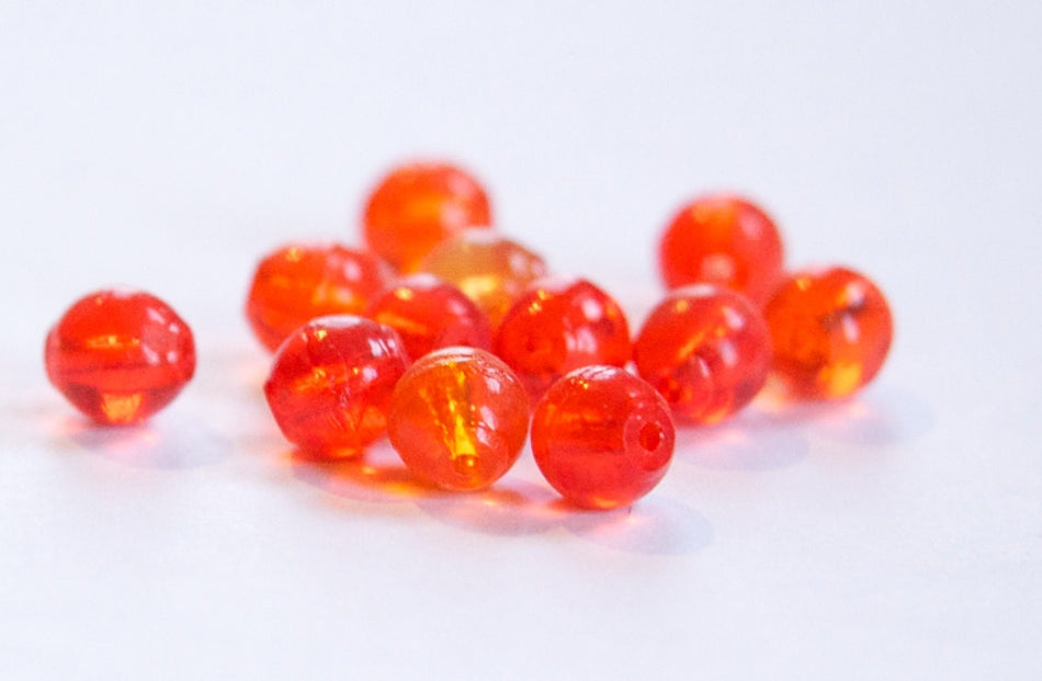 Vintage Translucent Orange German Glass Beads 7mm grm045C