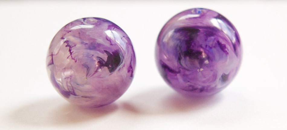 Vintage Purple and White Marbled Chunky Lucite Beads 18mm bds960F