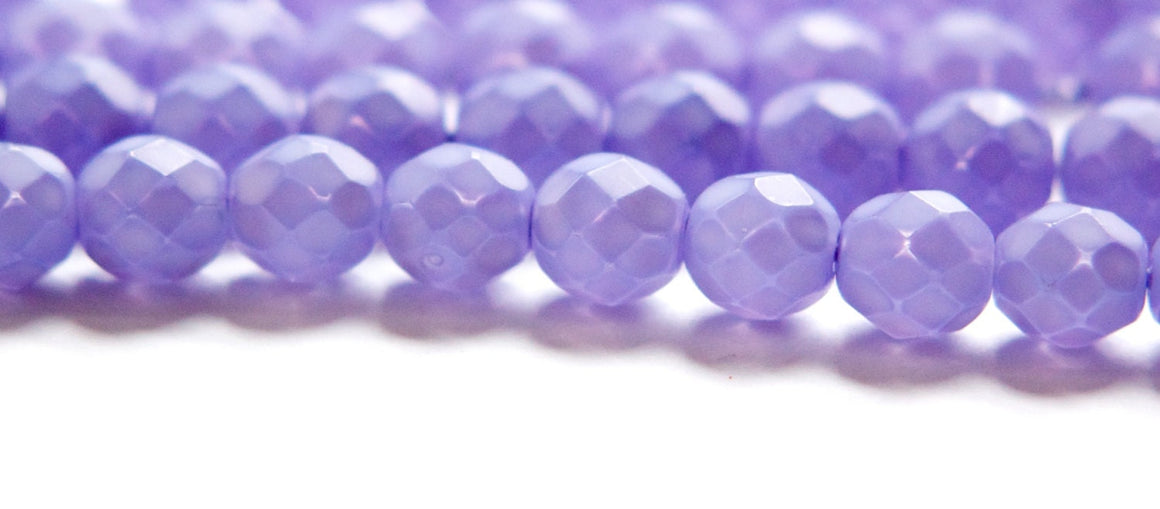 8mm Matte Purple Coated Czech Firepolish Faceted Glass Beads (25)