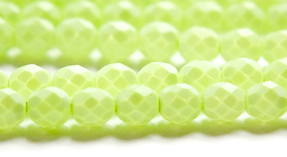 8mm Matte Light Olive Czech Firepolish Faceted Glass Beads (25)